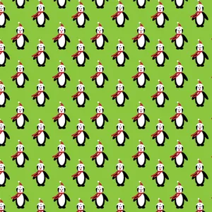 Cute Green Christmas Penguin Collage Wallpaper