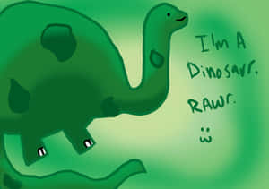 Cute Green Dinosaur Illustration Wallpaper