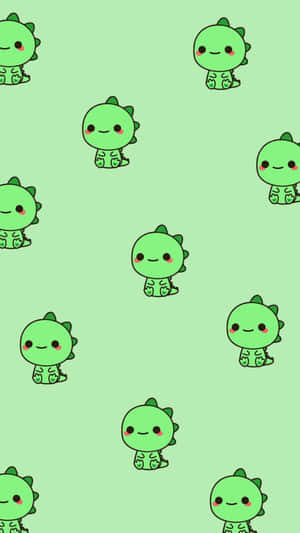 Cute Green Dinosaur Patterni Phone Wallpaper Wallpaper