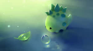 Cute Green Kawaii Dinosaur Wallpaper