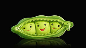 Cute Green Peas Black Background Wallpaper