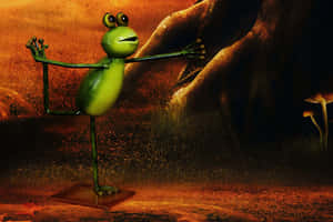 Cute Gymnastics Frog Art Wallpaper