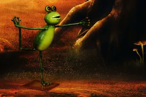 Cute Gymnastics Frog Art Wallpaper