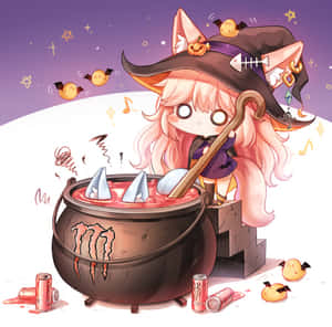 Cute Halloween Anime Girl Wallpaper