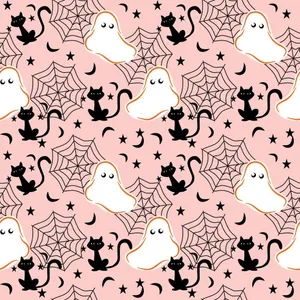 Cute Halloween Pattern Ghosts Cats Wallpaper