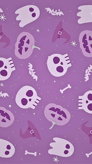 Cute Halloween Pattern Purple Background Wallpaper