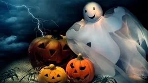 Cute Halloween White Ghost Wallpaper