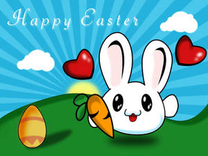 Cute Happy Easter Cartoon Wallpaper