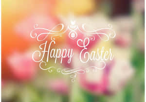 Cute Happy Easter Tulips Wallpaper