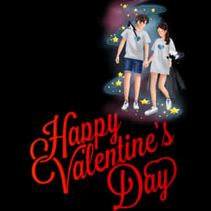 Cute Happy Valentine Day Anime Art Wallpaper