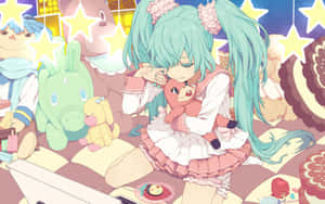 Cute Hatsune Miku Vocaloid Animecore Wallpaper