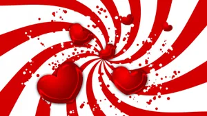 Cute Hearts With Spinning Stripes Wallpaper