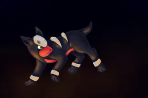 Cute Houndour With Black Backdrop Wallpaper
