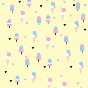 Cute Ice Cream On Pastel Yellow Wallpaper