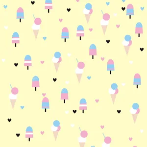 Cute Ice Cream On Pastel Yellow Wallpaper