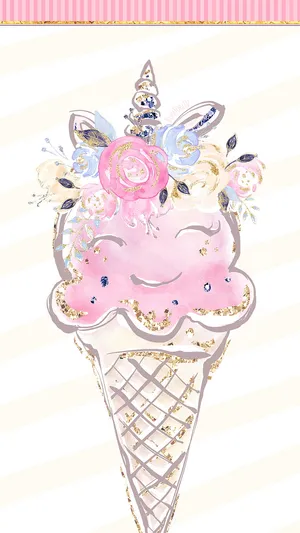 Cute Ice Cream With Pink Smiley Face Wallpaper