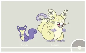 Cute Illustration Of Pokémon Rattata And Raticate Laughing Wallpaper
