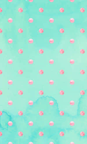 Cute Iphone Teal With Pink Circle Patterns Wallpaper