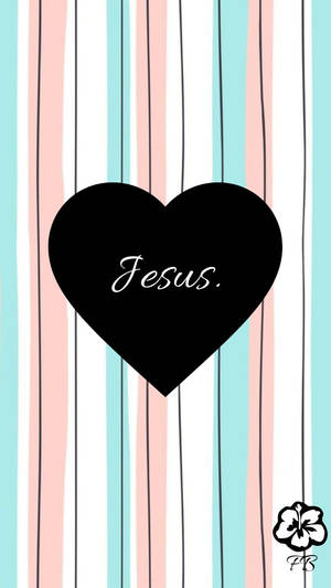 Cute Jesus Blue Pink Stripes Wallpaper