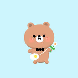 Cute Kawaii Bear Illustration Of A Lovable, Cuddly Teddy Bear With A Bow Tie Wallpaper