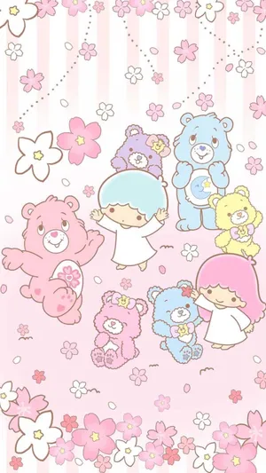 Cute Kawaii Bear In A Colorful World Wallpaper