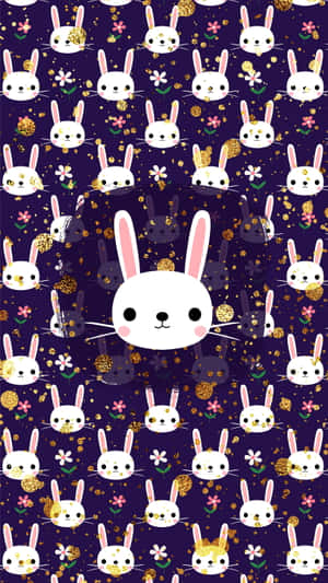 Cute Kawaii Bunny With Bow Wallpaper