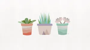 Cute Kawaii Cactus Friends Wallpaper