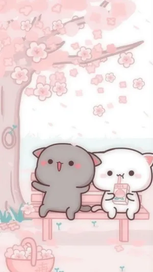 Cute Kawaii Cats Peach And Goma Wallpaper