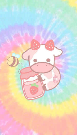 Cute Kawaii Cow Posing For A Picture Wallpaper