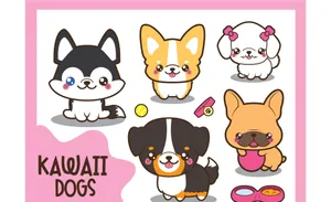 Cute Kawaii Dog Illustration Wallpaper