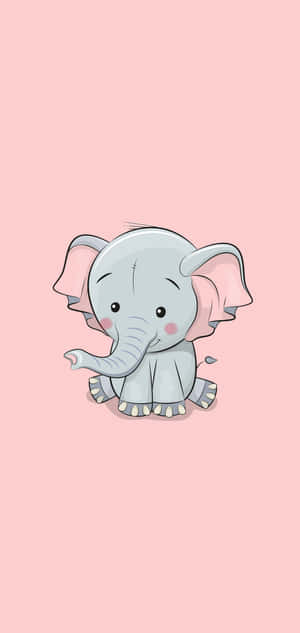 Cute Kawaii Elephant Illustration Wallpaper