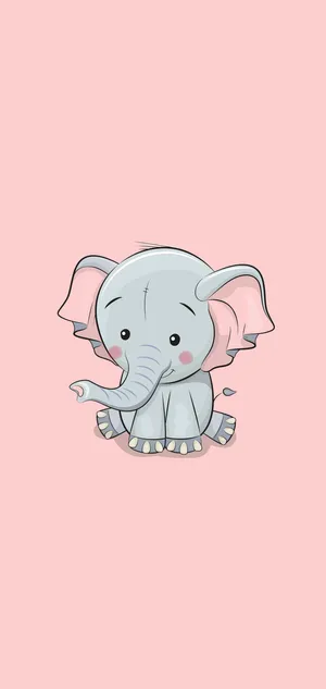 Cute Kawaii Elephant Illustration Wallpaper
