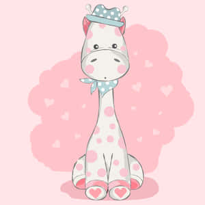 Cute Kawaii Giraffe Smiling In A Colorful Environment Wallpaper