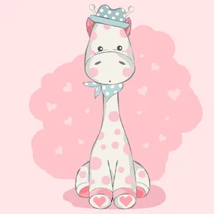 Cute Kawaii Giraffe Smiling In A Colorful Environment Wallpaper