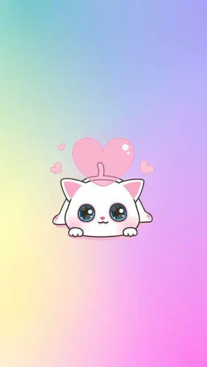 Cute Kawaii Lovable Cat Cartoon Wallpaper