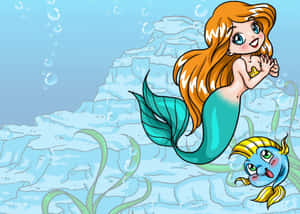 Cute Kawaii Mermaid Illustration Wallpaper