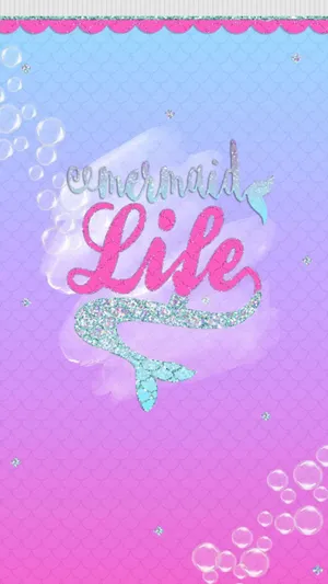 Cute Kawaii Mermaid In A Colorful Underwater World Wallpaper