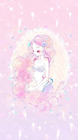Cute Kawaii Mermaid In A Magical Sea Adventure Wallpaper
