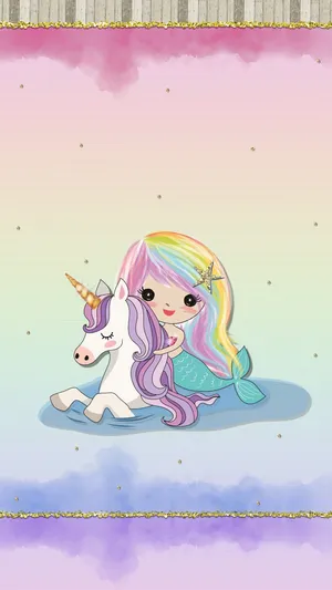 Cute Kawaii Mermaid Swimming Joyfully Wallpaper