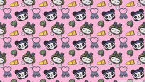 Cute Kawaii Panda And Bunny Pattern Wallpaper