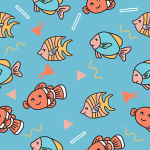 Cute Kawaii Sea Creatures Exploring The Ocean Depths Wallpaper