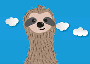 Cute Kawaii Sloth Chilling On A Tree Branch Wallpaper