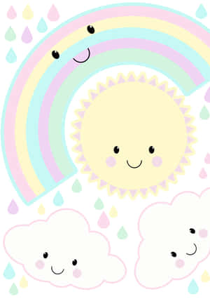 Cute Kawaii-style Rainbow Wallpaper Wallpaper