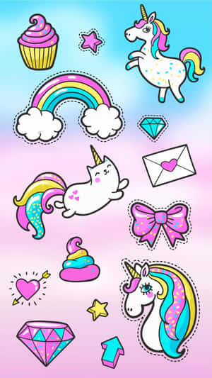 Cute Kawaii Unicorn Phone Pattern Wallpaper