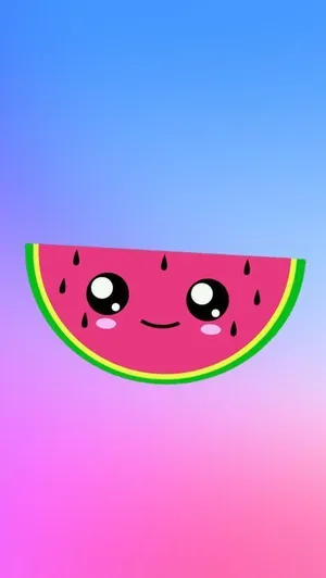 Cute Kawaii Watermelon Slice Wallpaper