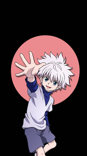 Cute Killua Over A Solid Black Background Wallpaper