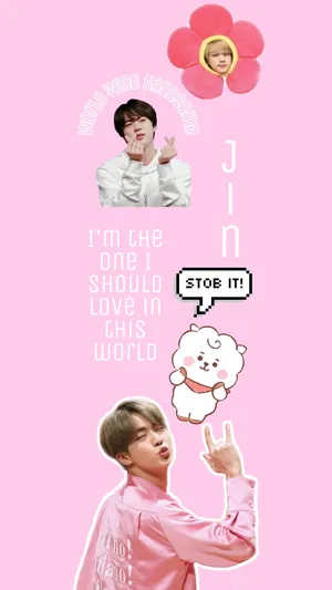 Cute Kim Seok Jin In Pink Wallpaper