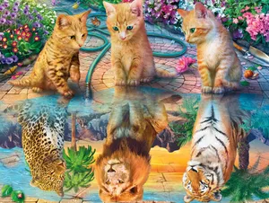 Cute Kittens Looking At Their Reflection Wallpaper