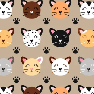 Cute Kittens With Black Paw Print Design Wallpaper