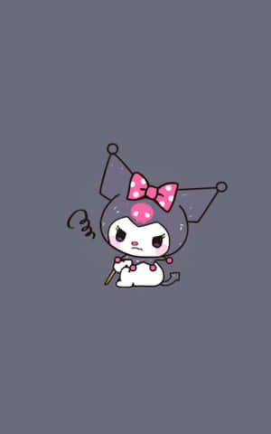 Cute Kuromi Grey Background Wallpaper